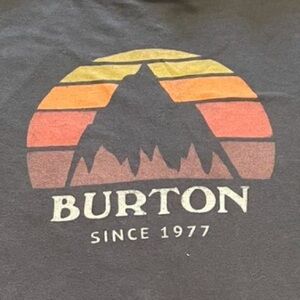 Burton Black Tee with Sunset and mountains vintage look Graphic